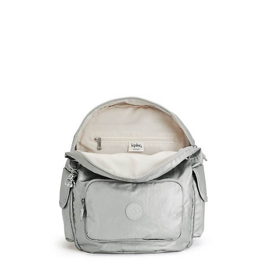 Kipling City Pack Small Metallic Sırt Çantaları Gümüş | TR 1701DF